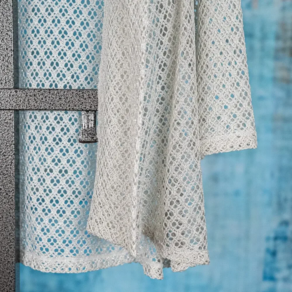 Ruby Rd Open Knit Cardigan Women's MEDIUM Beachy Casual Coastal Metallic Thread